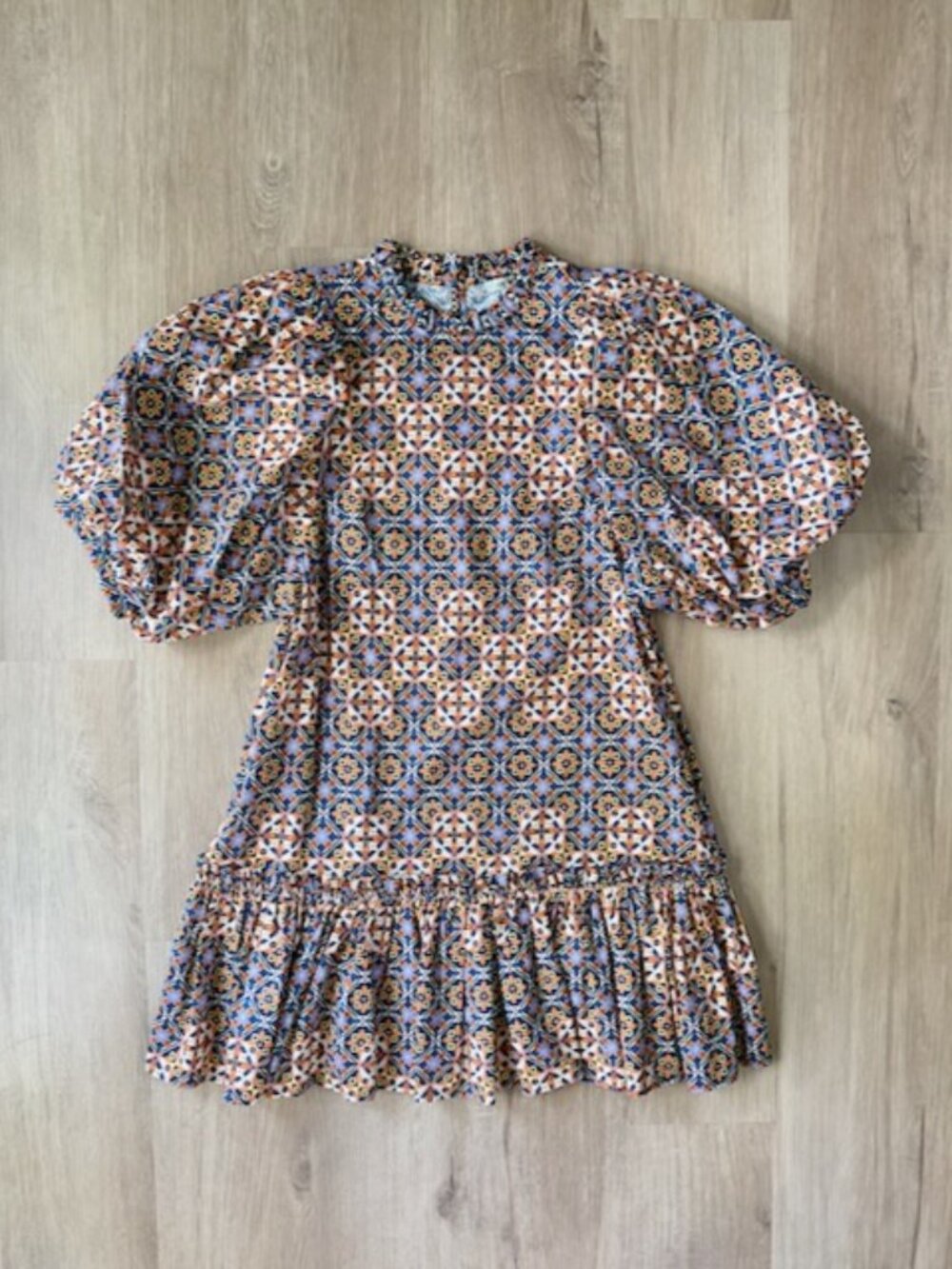 Tyler Boe Mosaic Print Puff Sleeve Mini Dress M